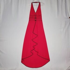 Dusk Y2K Empire Maxi Dress 9/10 Pink Black Bow Halter Whimsigoth Vamp Goth Prom